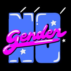 the word gerber written in pink and blue with stars on it's side