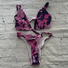 Shein Swimsuit Bikini New With Tag, Never Worn. Y508 Trendy Triangle Top Tankini For Swimming, Printed Triangle Top Swimwear For Party, Trendy Underwire Swimwear For Pool, Pink Triangle Top Swimwear With Lined Body, Bottega Veneta Heels, Shein Swimsuit, Bling Wallpaper, Bottega Veneta, Color Purple