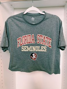 Florida State University crop top. It best fits a women's size large and a size medium for an oversized look. It is in great condition & is so cute on! Summer Cotton Crop Top For College, Casual Cotton Crop Top For College, Casual Cotton Crop Top, Cotton Crop Top For Summer College Days, Cotton Crop Top For College In Summer, Cotton Crew Neck Crop Top For College, Casual Cropped Tops For College, Florida State Game Day Outfit, Florida State University Aesthetic