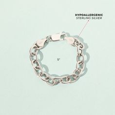 Elevate your little boy's style with this gleaming sterling silver chain link bracelet designed to showcase his favorite charms. Crafted with care, this hypoallergenic 925 sterling silver bracelet ensures both style and comfort. With a length of 5 or 6 inches, it's perfect for your child. Let this fun bracelet shine on its own. It will arrive impeccably presented in a charming gift box. Age Group: Fun Accessory for Toddlers & Young Kids; Safe for Sensitive Skin Material: 925 Sterling Silver Brac Trendy Silver Charm Bracelet For Everyday, Adjustable Sterling Silver Chain Charm Bracelet, Modern Silver Charm Bracelet For Everyday, Adjustable Silver Link Charm Bracelet, Sterling Silver Chain Link Charm Bracelet With Lobster Clasp, Trendy Sterling Silver Chain Link Bracelet, Trendy Sterling Silver Chain Bracelet In Silver, Trendy Silver Nickel-free Chain Bracelet, Silver Chain Link Minimalist Charm Bracelet