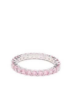 Swarovski Round Cut Gem Embellished Ring - Farfetch Swarovski Jewelry Rings, Halo Band, Swarovski Ring, Pink Jewelry, Jewelry Lookbook, Pink Ring, Swarovski Jewelry, Girly Jewelry, Crystal Embellishment