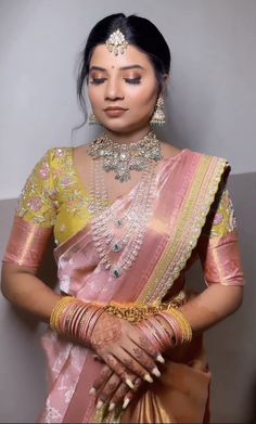 Light Pink Pattu Saree Bridal, Bridal Pattu Sarees South Indian Bride, Patty Saree Blouse Design, Maggam Work Blouse Designs For Wedding, Fancy Blouses For Pattu Sarees, Latest Wedding Blouse Designs, Back Hole Blouse Designs, Pink Pattu Saree, Trendy Silk Sarees