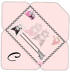 a pink box with two chopsticks in it and some pictures on the side