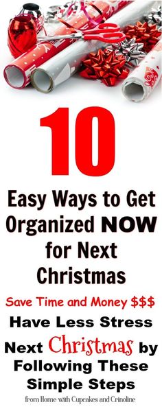 10 Easy Ways to Get Organized Now for Next Christmas - plus save money, too! #Organizing #Christmas #HowTo #TheHowToHome #SaveMoney Ways To Get Organized, Messy House, Closet Organization Diy, Christmas Things, How To Organize, Get Organized, Household Hacks, Christmas Cheer