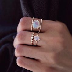 14kt gold mini moonstone and diamond ring – Luna Skye by Samantha Conn | Jewelry Epilator, Pretty Jewellery, 14kt Gold, Accessories Jewelry, Bling Bling, Boho Jewelry, Ring Verlobung, Jewelry Inspiration, My Jewellery