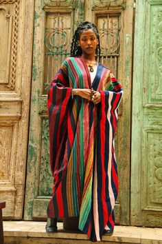 Colorful Abaya, Handmade Abaya, Winter Abaya, Kimono Winter, Wool Kimono, Beautiful Kimono, Beautiful Kimonos, Fancy Blouses, African Inspired