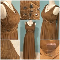 Gorgeous, Elegant And Beautiful Evening Dress - Sleeveless-Size S New-Never Worn. Spring Sleeveless Dressy Evening Dress, Dressy Sleeveless Spring Evening Dress, Dressy Sleeveless Evening Dress For Summer, Dressy Sleeveless Summer Evening Dress, Brown Sleeveless Party Dress For Spring, Brown Sleeveless Spring Party Dress, Brown Sleeveless Dress For Spring Party, Vintage Sleeveless Summer Evening Dress, Formal Sleeveless Brown Maxi Dress