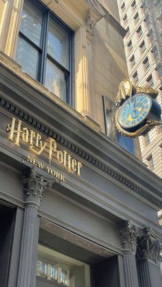 the new york times building has a harry potter clock on it's front door