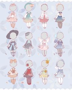 an image of some cartoon characters in different outfits