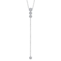 0.29CTW 14K white gold diamond lariat necklace Diamond Lariat Necklace, Gold Lariat Necklace, Circle Diamond, Diamond Drops, Art Deco Jewelry, Bezel Diamond, Lariat Necklace, Diamond Halo, Brilliant Diamond