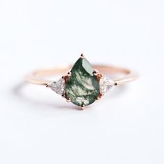 Hayley Hexagon Moss Agate Ring with Diamonds – Capucinne 1920 Moss Agate Engagement Ring, Earthy Engagement Rings, Organic Wedding Ring, Mossy Agate, Trillion Diamond Ring, Bling Things, Trillion Diamonds, Dream Rings, Forever Rings