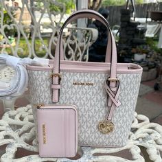 New. 100% Authentic Xs Carryall Tote 9"Bottom 11"Top X 7.75"H X 4.25"D Md Za Wallet Vanilla Powder Blush Pink Multi Color Michael Kors Everyday Bags With Card Slots, Pink Michael Kors Bag, Vanilla Powder, Pink Bags, Bday Gifts, Handbag Essentials, Carryall Tote, Buy Bags, Michael Kors Purse