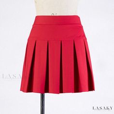 Lasaky - Square Dance Elastic Waist Sailor Dance Skirt Pleated Dance Performance Costume Red High Waist Lined Pleated Skirt, High Waist Red Pleated Lined Skirt, Red High Waist Pleated Skirt, Red High Waist Pleated Skirt With Lining, Party Pleated Solid Color Tennis Skirt, Red Stretch Skirt For Costume Party, Red Fitted Skort For Party, High Waist Red Pleated Skort, Red High Waist Pleated Mini Skirt