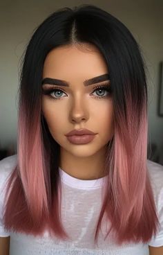 100 Pink Color Hairstyles Inspiration - Girling Beauty Rose Pink Hair Blackpink, Pink Halo Hair, Black And Pink Hair, Pink Hair Highlights, Pink Braids, Rose Pink Hair, Pink And Black Hair, Color Hairstyles, Pink Halo