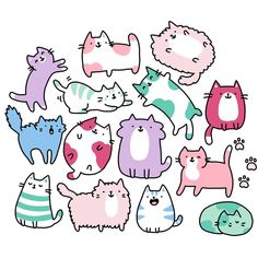 a bunch of cats that are all different colors