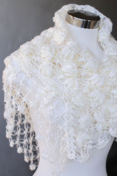 Bridal Cape Winter wedding Bridal Shawl Crochet by MODAcrochet Elegant White Capelet For Wedding, Elegant Shawl Capelet For Weddings, Elegant Wedding Capelet Shawl, Elegant Wedding Shawl Capelet, White Shawl Wrap For Wedding, Elegant Handmade Shawl For Wedding, Bohemian White Wraps For Wedding, Cream Pashmina Shawl For Wedding, Bridal Shawl Crochet