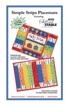 the simple strip placemats pattern is shown