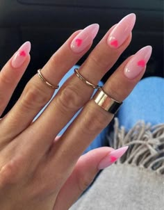 Nails Medium Length, Nails Y2k, Nails Medium, Pink Nail, Minimalist Nails, Heart Nails, Dream Nails