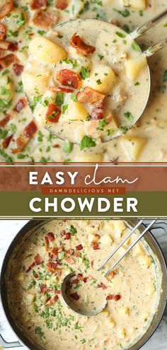 EASY CLAM CHOWDER Canned Clam Recipes, Best Clam Chowder Recipe, Homemade Clam Chowder, Canned Clams, Clam Chowder Soup, Clam Chowder Recipe, Easy Soup Recipe, Chowder Recipes Seafood