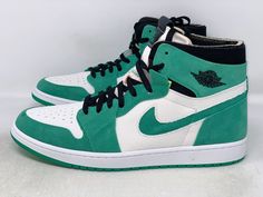 Air Jordan 1 Zoom Comfort, Air Jordan 1 Zoom Cmft, Green High-top Jordan Shoes With Rubber Sole, Air Jordan Turbo Green, Air Jordan 1 Turbo Green, Royal Blue Sneakers, Jordan Model, Green Sneakers, Blue Sneakers