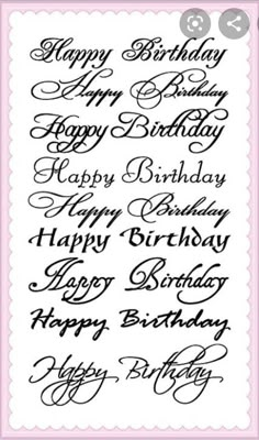 happy birthday greeting card with the words happy birthday written in cursive writing on it