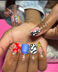 Cartoon Nail Art Short Nails, Braider Nails, Sassy Nails, Hard Nails, Glamour Nails, Simple Gel Nails, Simple Acrylic Nails, Acrylic Nails Designs, Short Square Acrylic Nails