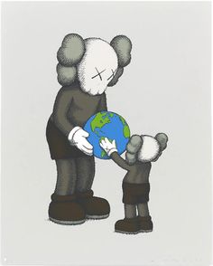 an image of a cartoon character holding the earth