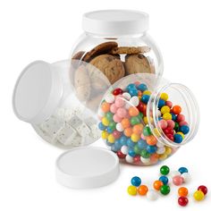 a glass jar filled with lots of candy