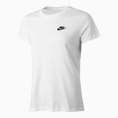 Nike Sportswear Club EssentialsWomen's T-ShirtWe updated our Club Essentials T-shirts to give them an easy fit and modern look perfect for everyday wear. A little more comprehensive, a touch shorter in the body and a slightly curved hem give this always-comfortable top its updated look.T Shirt Details 50-100% cotton/0-50% polyester Material percentages may vary. Check the label for actual content. Embroidered logo Machine wash 50% COTTON 50% POLYESTER Nike Sportswear Club FleeceWomen's Mid-Rise White Nike T Shirt, Essentials Outfit, Outfit Essentials, Nike Sportswear Women, Nike Tracksuit, Adidas Tracksuit, Club T Shirt, Nike T, Nike Tshirt