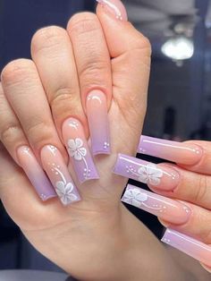 Acrylic Nail Set, Acrylic Nails Coffin Pink, Pink Acrylic Nails, Square Acrylic Nails, Nailed It, Pastel Purple, Best Acrylic Nails, Purple Nails