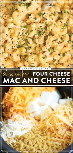 SLOW COOKER FOUR CHEESE MAC AND CHEESE, crockpot, slow cooker recipes Four Cheese Mac And Cheese, Noodles Healthy, The Best Mac And Cheese, Cheese Mac And Cheese, Crockpot Healthy, Best Crockpot Recipes, Best Mac And Cheese, Best Mac