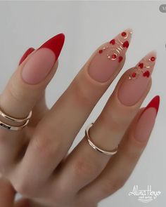 Judy Nails, Long Nail Art, Pink Ombre Nails, Diy Acrylic Nails, Matte Nails Design, Red Nail Designs, Nail Forms