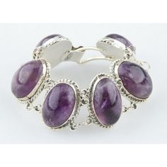 Welcome To Our Silver Jewelry Shop! We Have A Huge Selection Of Beautiful Pieces In Our Inventory. Please Stop By The Store In Person If You Have A Chance To See Even More Great Stuff! May We Present This: Vintage Cabochon Amethyst Mexico Sterling Silver Bracelet, Size 6.25 - Made With 6 Cabochon Cut Amethyst - Approximately 100 Cts - Set In Silver And Stamped Mexico Silver - This Is A Great Piece That Is In Like New Polished Condition - Measurements Are 6 1/4 Inches Long By 1 Inch Wide - Weight Sterling Silver Amethyst Bracelet For Formal Occasions, Formal Sterling Silver Amethyst Bracelet, Classic Amethyst Bracelets, Luxury Purple Sterling Silver Bracelets, Formal Silver Amethyst Bracelet, Classic Silver Amethyst Gemstones, Luxury Silver Bracelets With Cabochon, Formal Amethyst Gemstone Sterling Silver Bracelet, Classic Sterling Silver Purple Bracelets