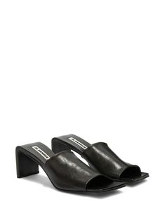 Jil Sander - Square Open-Toe Leather Sandals Composition - Sole: Lamb Skin 100% Outer: Lambskin 100% Lining: Lamb Skin 100% Aries Color, Mid Heel, Jil Sander, Heel Sandals, Sanders, Black Sandals, Leather Sandals, Open Toe, Sandals Heels