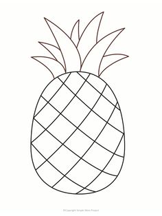 a black and white drawing of a pineapple with lines on it's side