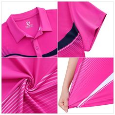 All Day Comfort: Our womens golf polo shirts made from Polyester Spandex, lightweight, stretch, moisture wicking, quick dry, soft hand-feel, comfortable and breathable keep you cool. Feature: This womens collared shirts adopts floral/print design, good strecth fabric keep you great shape and side vents hem for enhanced range of motion and helps you take a perfect swing as play. Easy Match: Suitable for Pairing with Leggings, jeans, skirts and shorts in Spring or Summer. Can also wear it as layer Pink Moisture-wicking Golf Top, Sporty Pink Collared Polo Shirt, Fitted Pink Sporty Polo Shirt, Pink Short Sleeve Tops For Golf, Pink Tops For Summer Golf, Collared Shirts, Womens Golf, Shirts Short Sleeve, Tennis Shirts