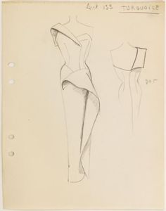 a drawing of a woman's dress, from the front and back