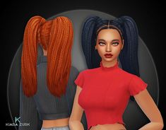 Braids Pigtails Version 2 - My Stuff Braids Pigtails, Pigtail Braids, My Stuff, African Hairstyles, Maxis Match, Sims 4, Womens Hairstyles, Braids, Hair