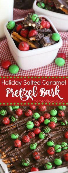 holiday salted caramel pretzel bark is an easy treat for the holidays