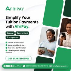 an advertisement for the airpay website with two people looking at something on a tablet