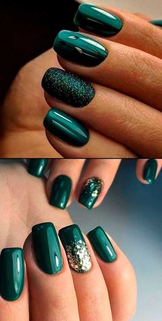 Dark Green Nails, Green Nail Designs, Smink Inspiration, Green Nail, Dark Nails, Manicure Y Pedicure, Fancy Nails