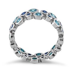 Top of ring height: 7.2mm

Band width: 7.2mm



Stone material: aqua blue & blue spinel cubic zirconia

Stone shape: round cut

Total number of CZ stones: 32

Stone setting: inlay setting



Metal: 925 sterling silver

Plating: rhodium plated

Finish: high polish Blue Round Eternity Band With Prong Setting, Blue Diamond Round Eternity Band, Blue Eternity Band For Promise, Blue Brilliant Cut Round Eternity Band, Blue Cubic Zirconia Round Band Jewelry, Blue Cubic Zirconia Eternity Band With Prong Setting, Blue Cubic Zirconia Round Cut Eternity Band, Blue Multi-stone Sapphire Ring, Blue Round Eternity Band For Anniversary