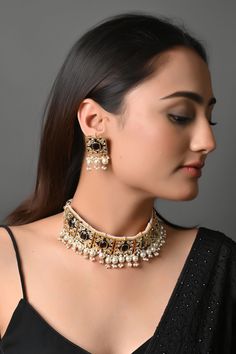 Indian Kundan Meenakari Choker Necklace With Earrings, Indian Jewelry, Bridal Wedding Necklace Set, Ethnic Jewellery, Bollywood Jewelry Gold Plated Kundan Meenakari Bridal Indian Choker Necklace Set with Earrings embellished with Shell Pearls and Tiny inspired by Sabyasachi jewelry style. PRODUCT DETAIL: * Necklace Length: Choker (comes with adjustable Sarafa/Dori/Cord) * Earrings Length: 2 inches approx * Color: Choose from drop-down menu * Material: Brass and stone * Package: Necklace and Earring STYLE TIP: Wear this with any Indian for a rich and royal look because nothing is more regal than a choker necklace. We love teaming this with any color. This will go perfectly with all attires. ABOUT US: Jaipri makes each piece of its product by learning techniques and crafts from deep down in Chandbali Wedding Jewelry With Motifs, Bollywood Style Jewelry With Motifs For Wedding, Bollywood Style Wedding Jewelry With Motifs, Ceremonial Jewelry With Chandbali Motifs, Ceremonial Meenakari Jewelry Sets For Diwali, Ceremonial White Meenakari Jewelry Sets, Gold Kundan Jewelry With Motifs, Ceremonial Meenakari Temple Jewelry Bridal Earrings, Traditional Meenakari Jewelry Sets For Celebration