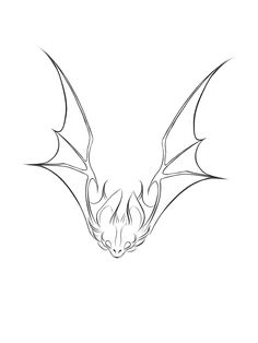 a black and white drawing of a bat