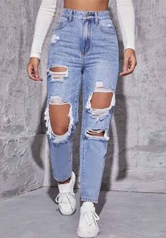 Denim Pants Design, Washed Denim Pants, Yoga Wear Women, Ripped Denim Pants, Denim Pants Women, Jeans Fabric, Islamic Clothing, Stretchy Jeans, Birthday List