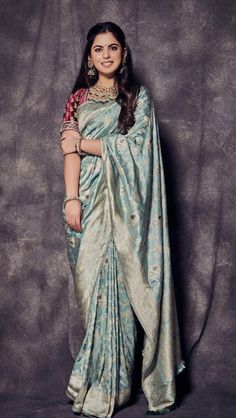 Saree Captions For Instagram, Indian Styling, Draped Sarees, Sabyasachi Saree, Graceful Lady, Isha Ambani, Desi Things, Banarasi Sari, Sabyasachi Sarees