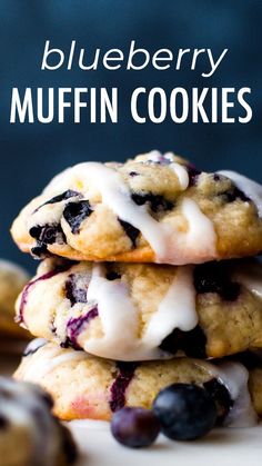 blueberry muffin cookies stacked on top of each other