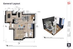 the floor plan for an apartment with two separate rooms