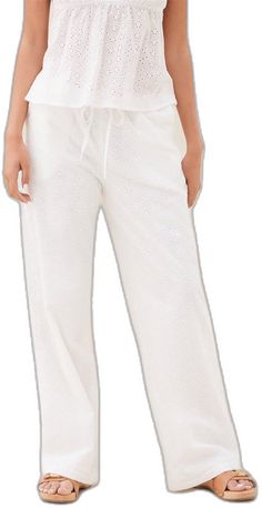 White Cotton Bottoms With Eyelet Details, Cotton Drawstring Pants For Vacation, Casual Eyelet Bottoms For Summer, Beach Cotton Pants With Drawstring, Eyelet Pants, Beck, Pacsun, Pants, Trousers