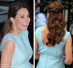 kate's hair & makeup Kate Middleton Hairstyle, Ice Blue Dress, Looks Kate Middleton, Kate Middleton Outfits, Long Hair Wedding Styles, Emilia Wickstead, Catherine Middleton